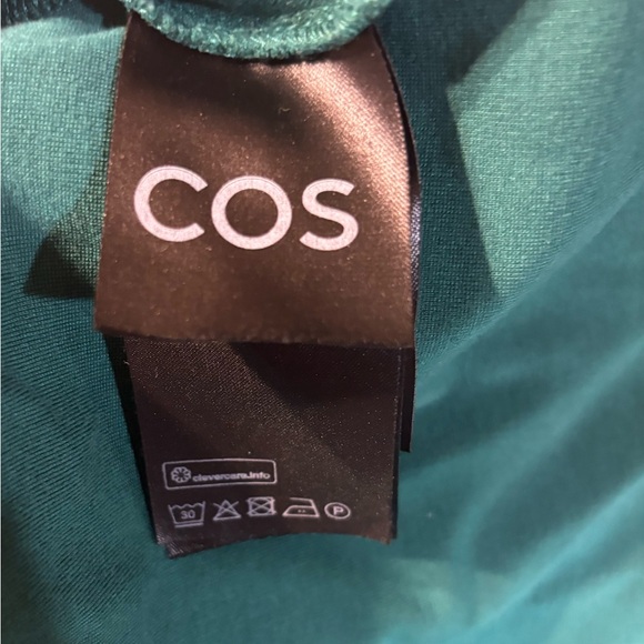 COS Green Button Down Collared Midi Dress Small Minimalist Long Sleeve Modern - Picture 9 of 10